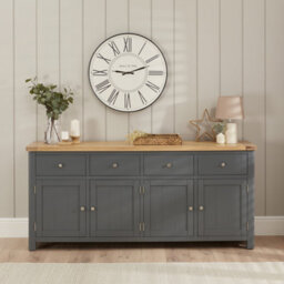 The Furniture Market Marbury Slate Grey Painted Extra Large 4 Drawer 4 Door Sideboard