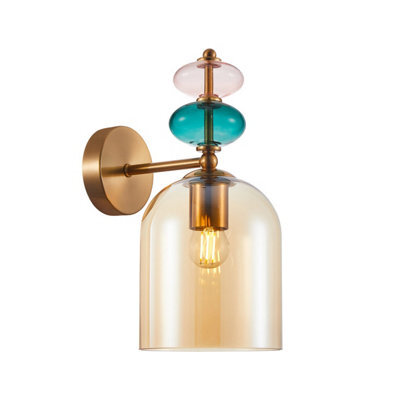 Luminosa Lighting Luminosa Busco Wall Lamp Gold With Amber Shade - image 1