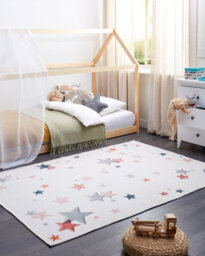 Beliani Kids Rug Alpoud White 140 X 200 Cm Cotton - thumbnail 2