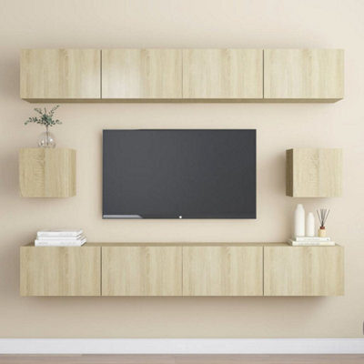Berkfield 6 Piece Tv Cabinet Set Sonoma Oak Engineered Wood - image 1