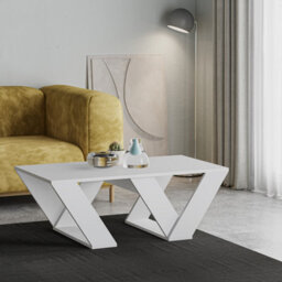 Decortie Pipra Modern Multipurpose Coffee Table 110Cm Open Shelf White Living Room H 40Cm - thumbnail 4