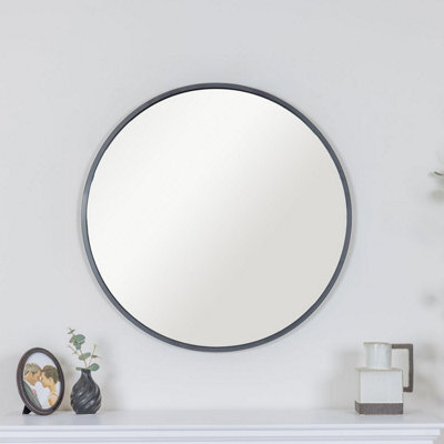 Melody Maison Large Round Black Framed Wall Mirror 80Cm X 80Cm - image 1