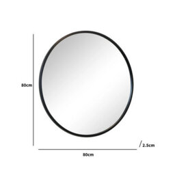Melody Maison Large Round Black Framed Wall Mirror 80Cm X 80Cm - thumbnail 7