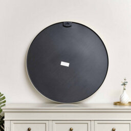 Melody Maison Large Round Black Framed Wall Mirror 80Cm X 80Cm - thumbnail 3