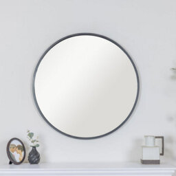 Melody Maison Large Round Black Framed Wall Mirror 80Cm X 80Cm - thumbnail 1