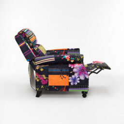 Black Patchwork Manual Recliner Chair Multicolour - thumbnail 9