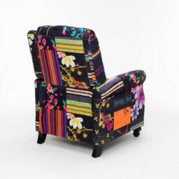 Black Patchwork Manual Recliner Chair Multicolour - thumbnail 8