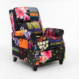 Black Patchwork Manual Recliner Chair Multicolour - thumbnail 3