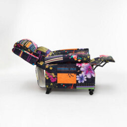 Black Patchwork Manual Recliner Chair Multicolour - thumbnail 7