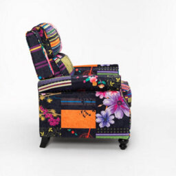 Black Patchwork Manual Recliner Chair Multicolour - thumbnail 6