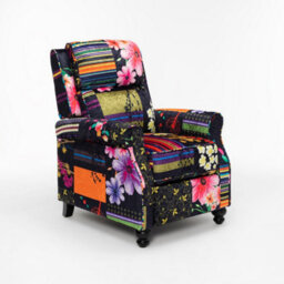 Black Patchwork Manual Recliner Chair Multicolour - thumbnail 5
