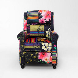 Black Patchwork Manual Recliner Chair Multicolour - thumbnail 4