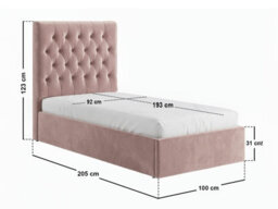 Flair Milan Single Velvet Ottoman Bed Pink - thumbnail 6