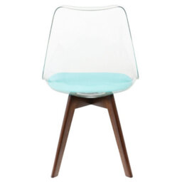 Fusion Living Soho Clear And Aqua Plastic Dining Chair With Squared Dark Wood Legs - thumbnail 4