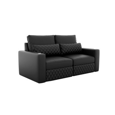 Valencia Pisa Top Grain Nappa 11000 Leather Lounge Sectional Loveseat Sofa Black Removable Back Cushions - image 1
