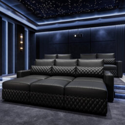 Valencia Pisa Top Grain Nappa 11000 Leather Lounge Sectional Loveseat Sofa Black Removable Back Cushions - thumbnail 6