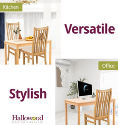 Hallowood Furniture Oak Chair With Beige Fabric Seat Pad (Pair) - thumbnail 4