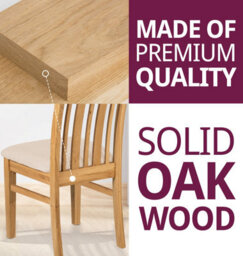 Hallowood Furniture Oak Chair With Beige Fabric Seat Pad (Pair) - thumbnail 5