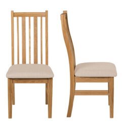 Hallowood Furniture Oak Chair With Beige Fabric Seat Pad (Pair) - thumbnail 8