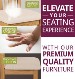Hallowood Furniture Oak Chair With Beige Fabric Seat Pad (Pair) - thumbnail 6
