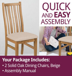 Hallowood Furniture Oak Chair With Beige Fabric Seat Pad (Pair) - thumbnail 7