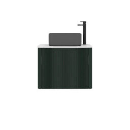 Royal Bathrooms Avenza 600mm Deep Moss Green Wall Hung Bathroom Countertop Vanity Unit 1 Drawer With Art Square Basin - thumbnail 6