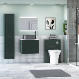 Royal Bathrooms Avenza 600mm Deep Moss Green Wall Hung Bathroom Countertop Vanity Unit 1 Drawer With Art Square Basin - thumbnail 4