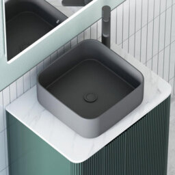 Royal Bathrooms Avenza 600mm Deep Moss Green Wall Hung Bathroom Countertop Vanity Unit 1 Drawer With Art Square Basin - thumbnail 7