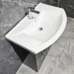 Hydros Black Vanity Unit 750mm With Ceramic Basin Bathroom Storage Sink Chrome Handles - thumbnail 3