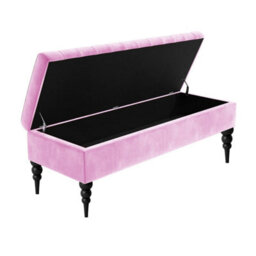 Safar Plain 137Cm Ottoman Storage Bench - Plush Velvet Shoe Bench - Pink Upholstery Footstool With Storage - thumbnail 2
