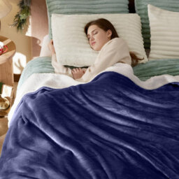 Imperial Rooms Navy Super King Sherpa Fleece Blanket, Soft Plush Cosy Throw, Sofa Bed & Couch Blanket - thumbnail 7