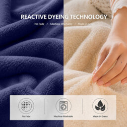 Imperial Rooms Navy Super King Sherpa Fleece Blanket, Soft Plush Cosy Throw, Sofa Bed & Couch Blanket - thumbnail 3