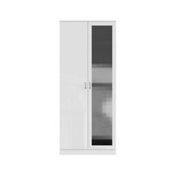 Fwstyle Chilton White Gloss 2 Door Mirrored Double Wardrobe (H) 181.5Cm (W) 80Cm (D) 50Cm - thumbnail 5
