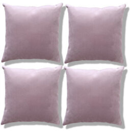 Beautiful Beanbags Set Of 4 Plush Velvet Scatter Cushions Complete With Cushion Pads Furniture Cushions With Inserts 4 Plush Velvet Cushions - Lilac - thumbnail 2