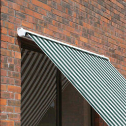 Primrose Awnings 3.0M Half Cassette Drop Arm Awning, Green And White Even Stripe - thumbnail 2