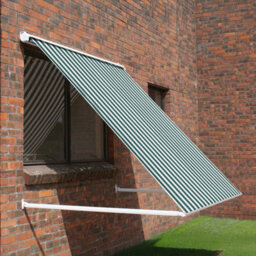 Primrose Awnings 3.0M Half Cassette Drop Arm Awning, Green And White Even Stripe - thumbnail 1
