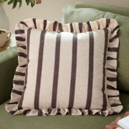 Wylder Connie Square Striped Cushion Cover, Chocolate, 45 X 45Cm - thumbnail 1