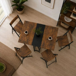 Rustic Oak 5 Piece Folding Dining Table And Chairs Set Drop Leaf Space Saving Small Kitchen - thumbnail 3