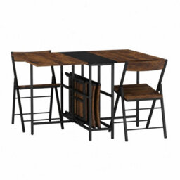 Rustic Oak 5 Piece Folding Dining Table And Chairs Set Drop Leaf Space Saving Small Kitchen - thumbnail 4