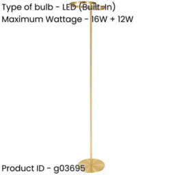 Loops 2 Pack Stylish Modern Brushed Brass Led Floor Lamp For Indoor Lighting - thumbnail 2