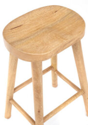 Elm Home And Garden Solid Mango Wood Dark Breakfast Bar Kitchen Pub Café Stool Wooden H 68 X W 47 X D 38 Cm - thumbnail 3