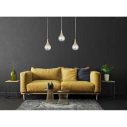 Luminosa Lighting Luminosa Lacrima Bar Pendant Ceiling Light White, Gold Transparent Glass Shade 3X E27 - thumbnail 3