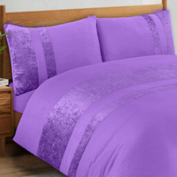 Casabella Luxury Crushed Velvet Panel Band Duvet Cover Sets With Pillow Case Single Duvet Cover Bedding Set Purple