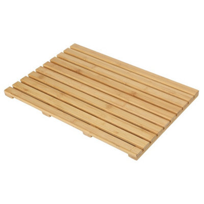 Natural Bamboo Anti Slip Slatted Shower Bath Mat Rectangle - image 1