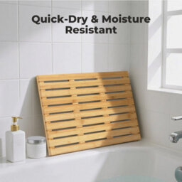 Natural Bamboo Anti Slip Slatted Shower Bath Mat Rectangle - thumbnail 4