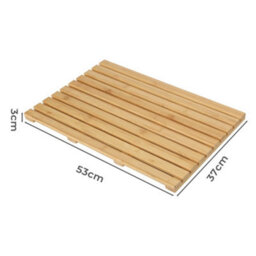 Natural Bamboo Anti Slip Slatted Shower Bath Mat Rectangle - thumbnail 2