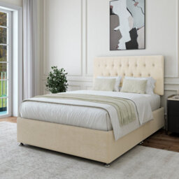 Bedmaster Cream Luxury Velvet Divan Base And Button Headboard Super King - thumbnail 2