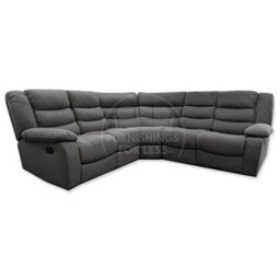 Furnishings For Less UK Manhattan Grey Fabric Reclining Corner Sofa 5 Seater  With Drinks Tray Manual Recliner Comfortable Padded Arms - thumbnail 4