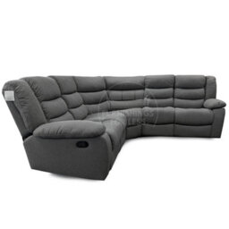 Furnishings For Less UK Manhattan Grey Fabric Reclining Corner Sofa 5 Seater  With Drinks Tray Manual Recliner Comfortable Padded Arms - thumbnail 5