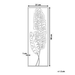 Beliani Artisan Feather Wall Art - Open Rectangle Metal Frame, Gold Finish, Vertical Modern Accent - thumbnail 4